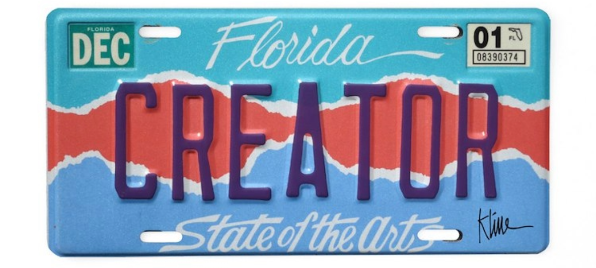 State of the Arts license plate in Florida reads CREATOR