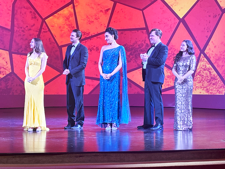 Florida Grand Opera Studio Artists, from left, Sydney Dardis, James Mancuso, Monique Galvão , Andrew Payne and Mary Burke Barber, are part of a prestigious training program for emerging professionals. Photos courtesy of Florida Grand Opera.