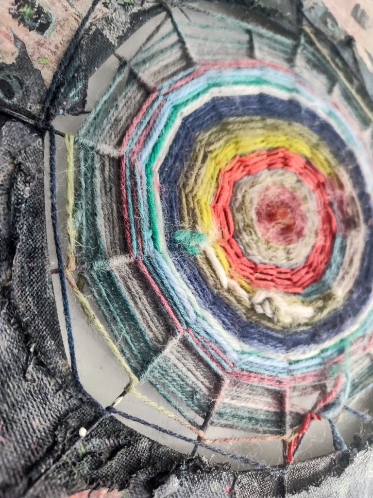 “Sofie’s Space,” which the artist created in 2017 using mixed media on canvas, showcases the intricate details she includes in each of her art pieces. (Photo courtesy of Kelcie McQuaid)