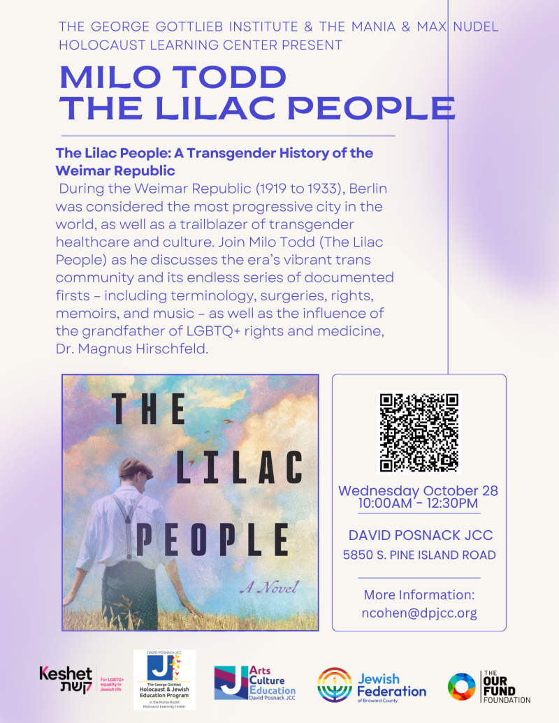 Book blurb for The Lilac People and QR code to sign up at dpjcc.org/overlap